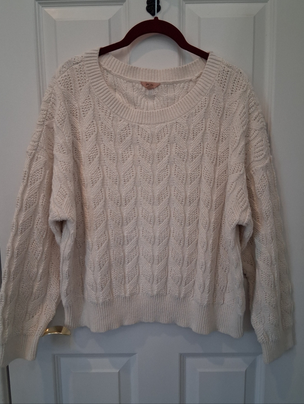 Eberjey Ivory Cable Knit Scoop Sweater
